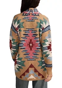 Women's Aztec Printed Shawl Collar Cardigan
