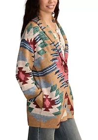 Women's Aztec Printed Shawl Collar Cardigan
