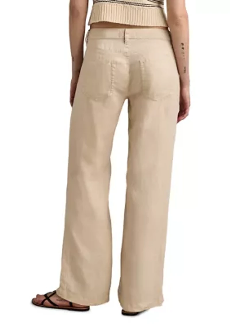 Women's Baggy Wide Leg Linen Like Pants