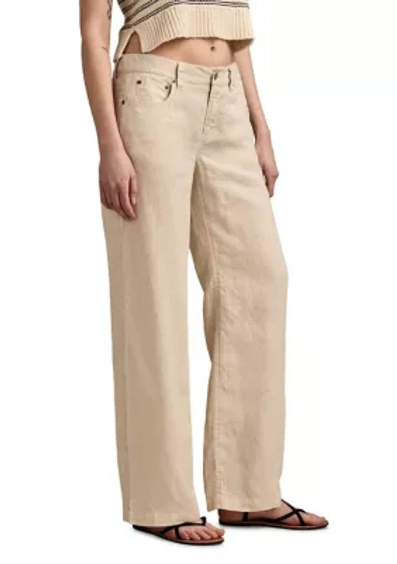 Women's Baggy Wide Leg Linen Like Pants