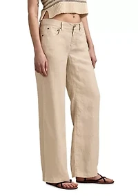 Women's Baggy Wide Leg Linen Like Pants