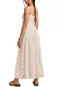 Lace Mix Smocked Midi Dress