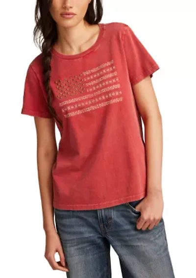 Studded Flag Classic Crew Neck Graphic T-Shirt
