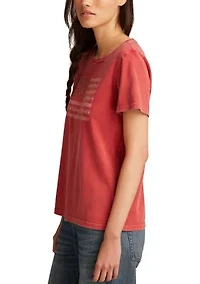 Studded Flag Classic Crew Neck Graphic T-Shirt