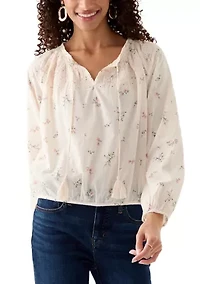 Long Sleeve Ditsy Peasant Blouse