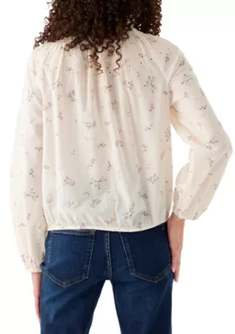 Long Sleeve Ditsy Peasant Blouse