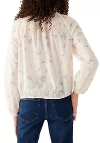 Long Sleeve Ditsy Peasant Blouse