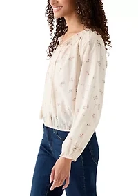 Long Sleeve Ditsy Peasant Blouse