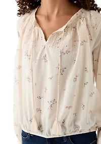 Long Sleeve Ditsy Peasant Blouse