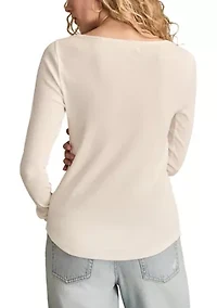 Women's Lace Yoke Henley Top