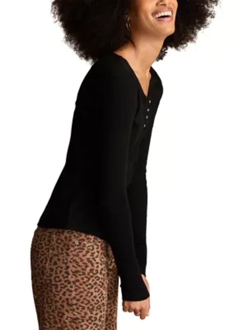 Women's Lace Yoke Henley Top