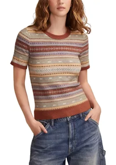 Women's Short Sleeve Fair Isle Sweater