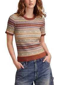 Women's Short Sleeve Fair Isle Sweater