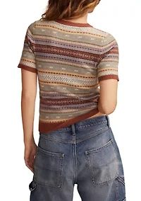 Women's Short Sleeve Fair Isle Sweater