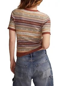 Women's Short Sleeve Fair Isle Sweater