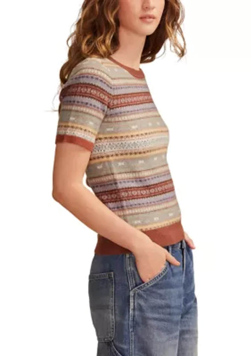 Women's Short Sleeve Fair Isle Sweater