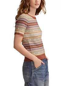 Women's Short Sleeve Fair Isle Sweater