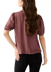 Women's Short Sleeve Clipdot Blouse