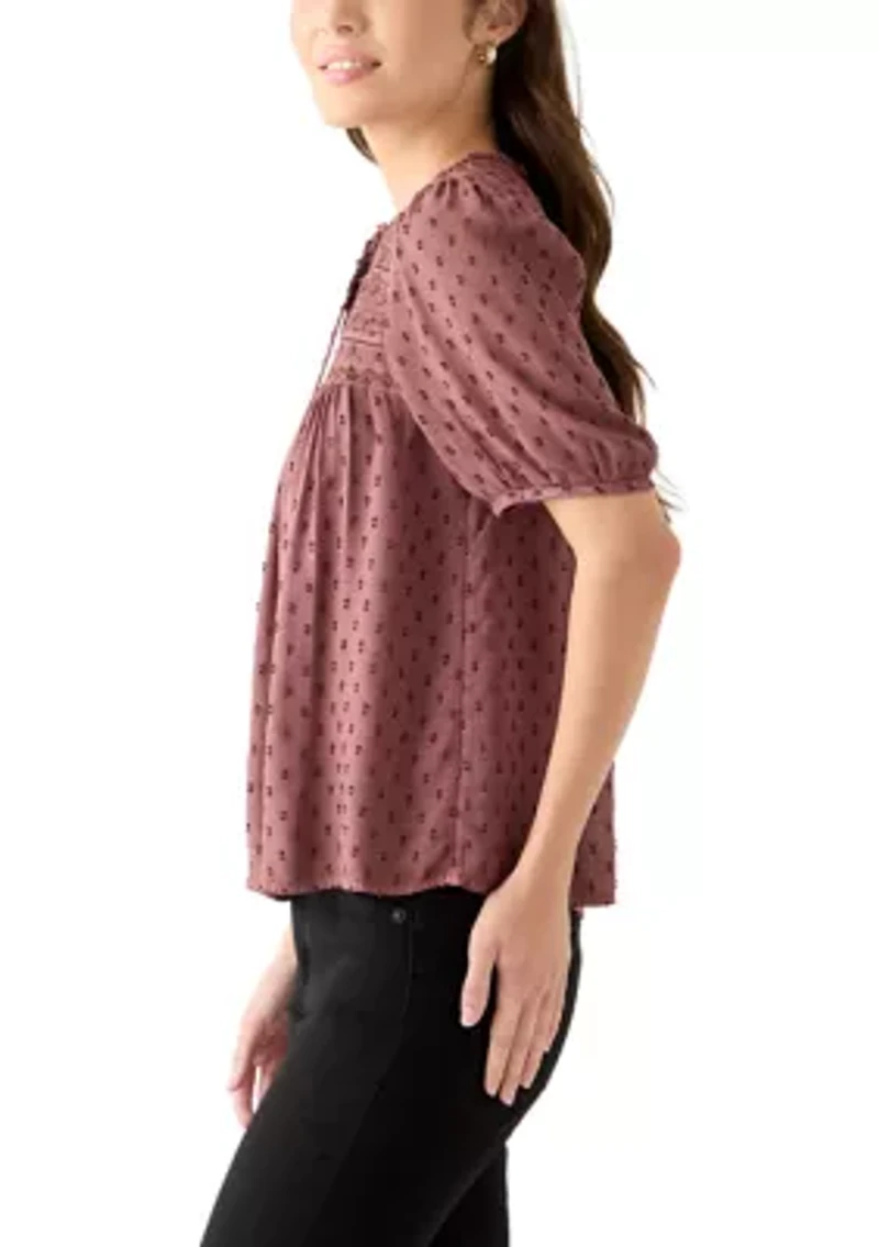 Women's Short Sleeve Clipdot Blouse