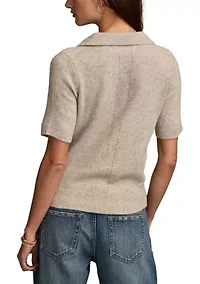 Women's Collared Sweater Knit T-Shirt