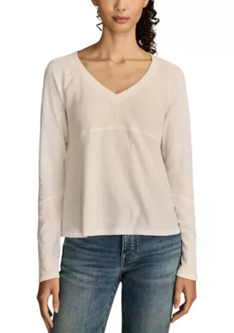 Women's Waffle Mix V-Neck Top