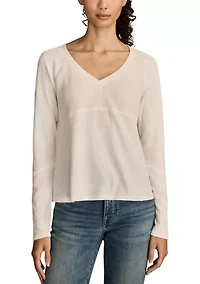 Women's Waffle Mix V-Neck Top