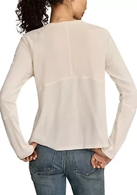 Women's Waffle Mix V-Neck Top