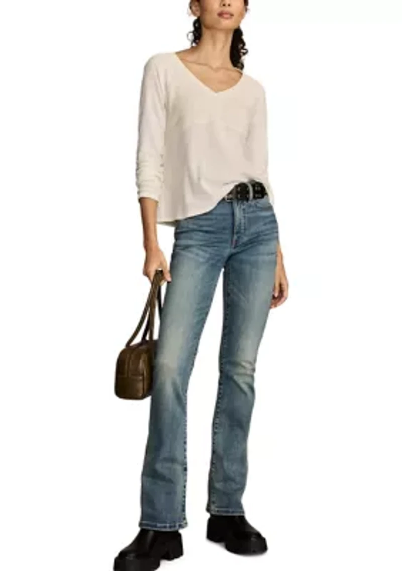 Women's Waffle Mix V-Neck Top