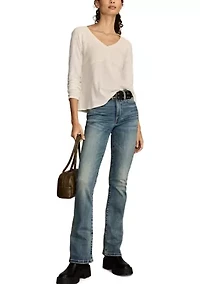 Women's Waffle Mix V-Neck Top