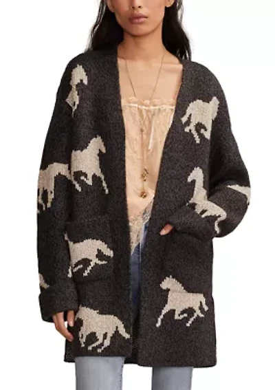 Women's Horse Printed Open Front Cardigan