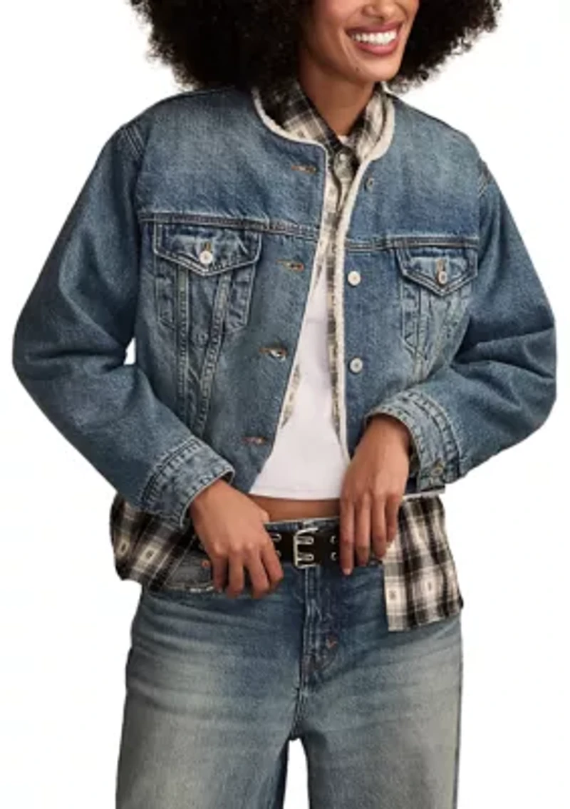 Sherpa Line Collar Denim Jacket