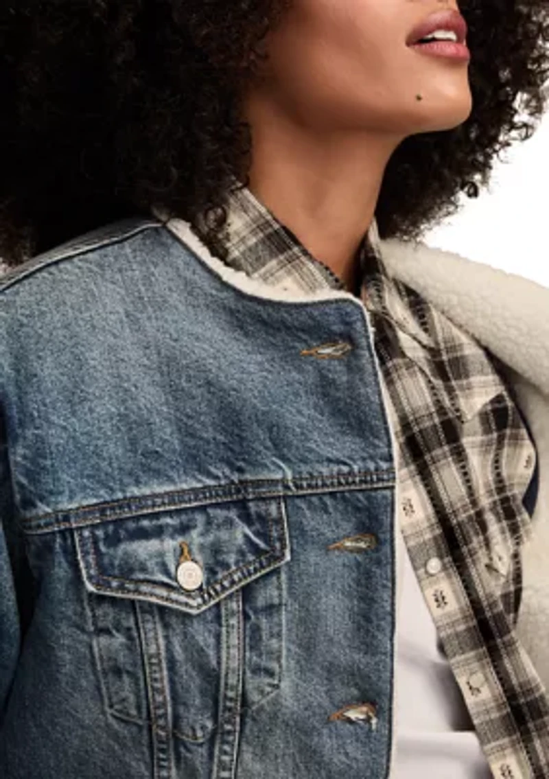 Sherpa Line Collar Denim Jacket