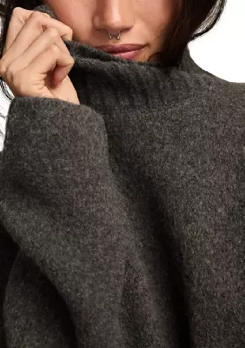 Women's Long Sleeve Funnel Neck Argyle Sweater