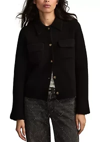 Long Sleeve Two-Pocket Collared Cardigan