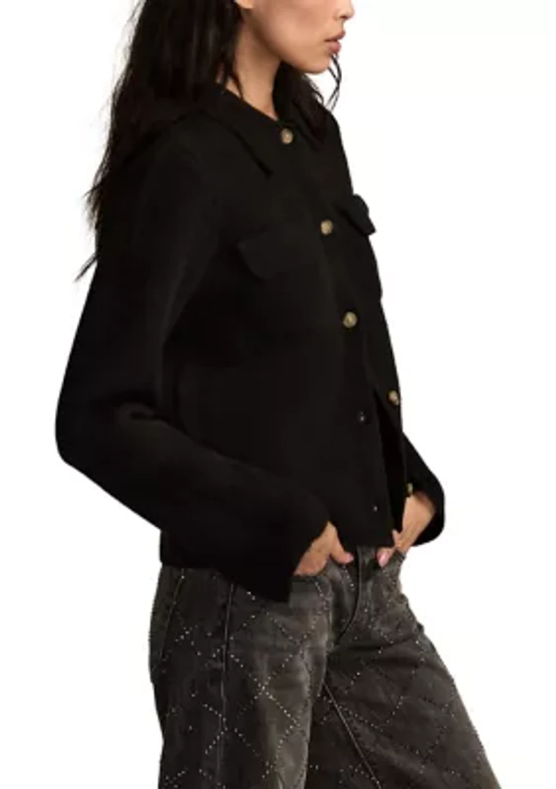 Long Sleeve Two-Pocket Collared Cardigan