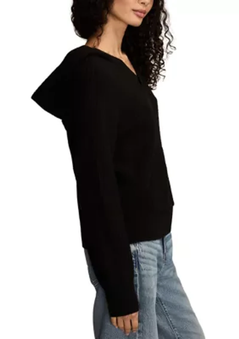 Women's Long Sleeve Waffle Hoodie Sweater