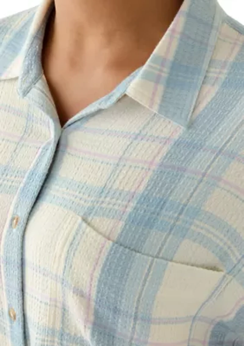 Women's Cropped Plaid Drapey Shirt