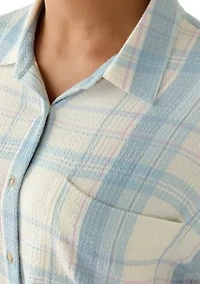 Women's Cropped Plaid Drapey Shirt