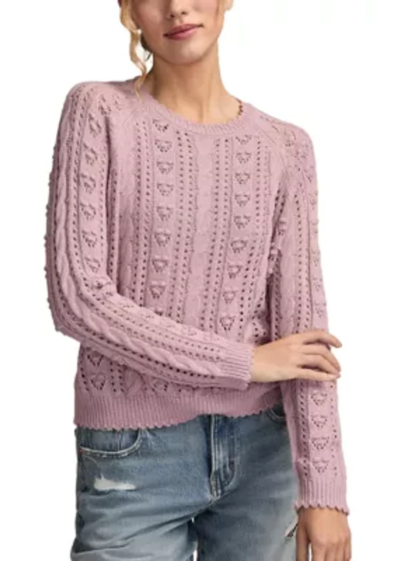 Women's Pointelle Crew Neck Sweater