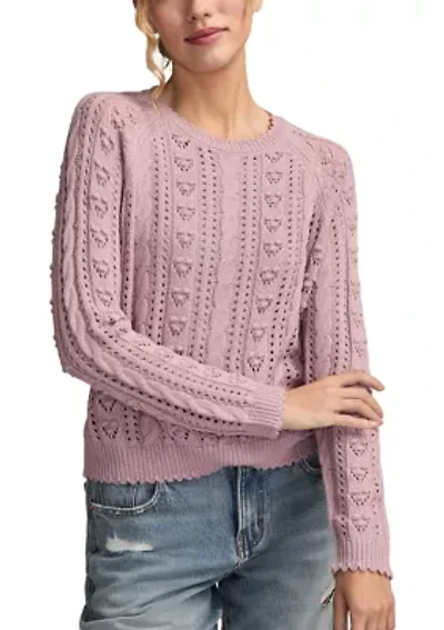 Women's Pointelle Crew Neck Sweater