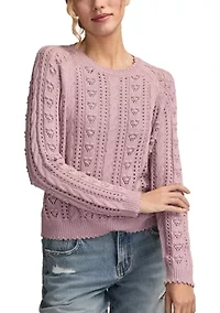 Women's Pointelle Crew Neck Sweater