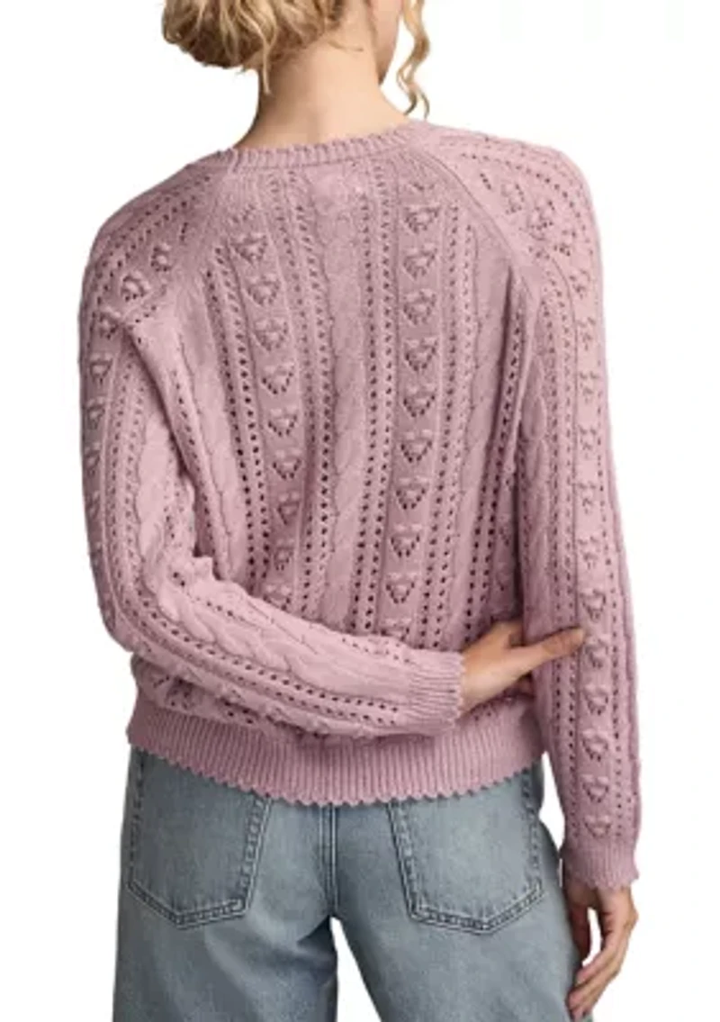 Women's Pointelle Crew Neck Sweater