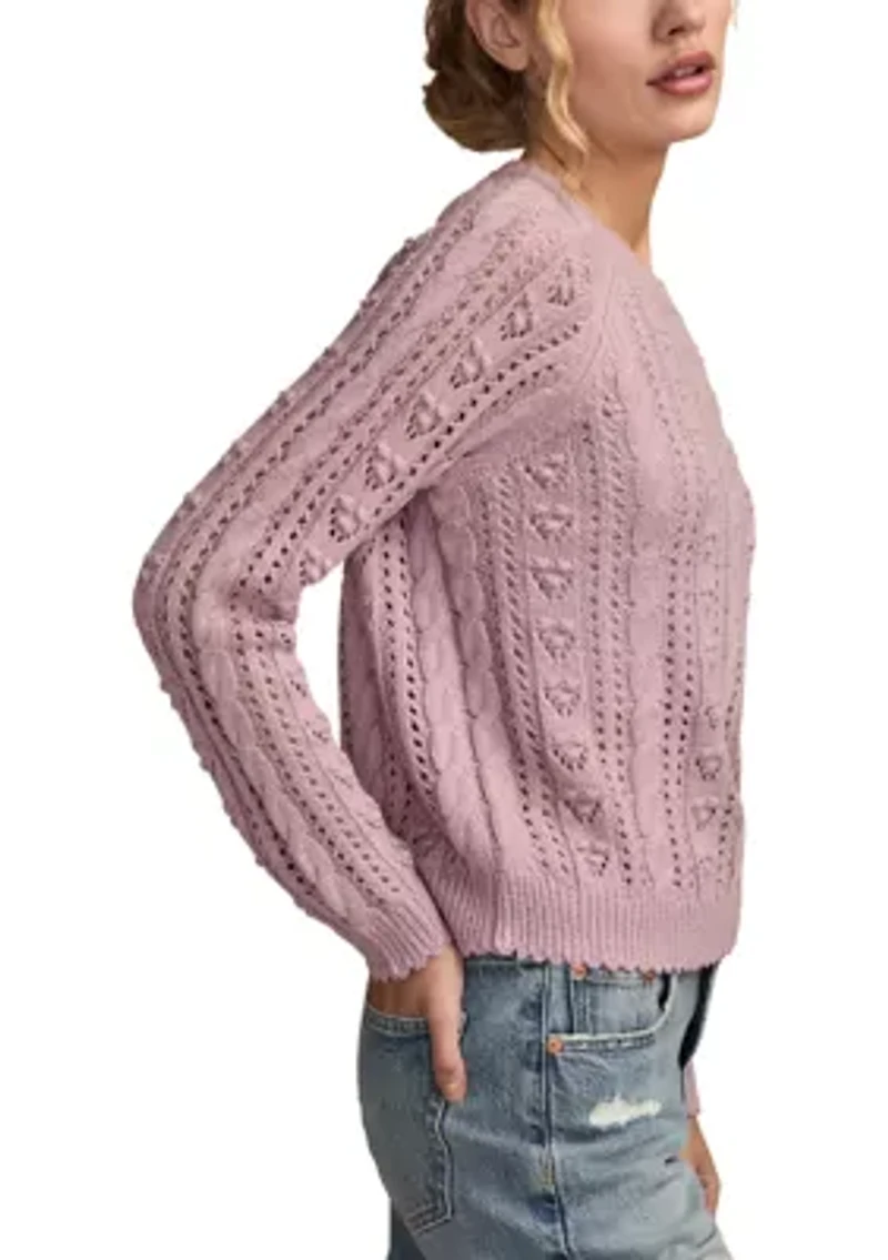 Women's Pointelle Crew Neck Sweater