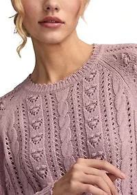 Women's Pointelle Crew Neck Sweater