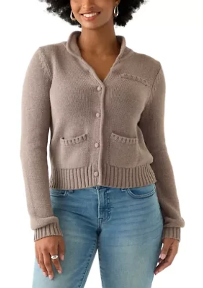 Women's Button Front Collared Cardigan