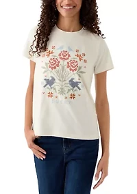 Short Sleeve Cross Stitch Graphic T-Shirt