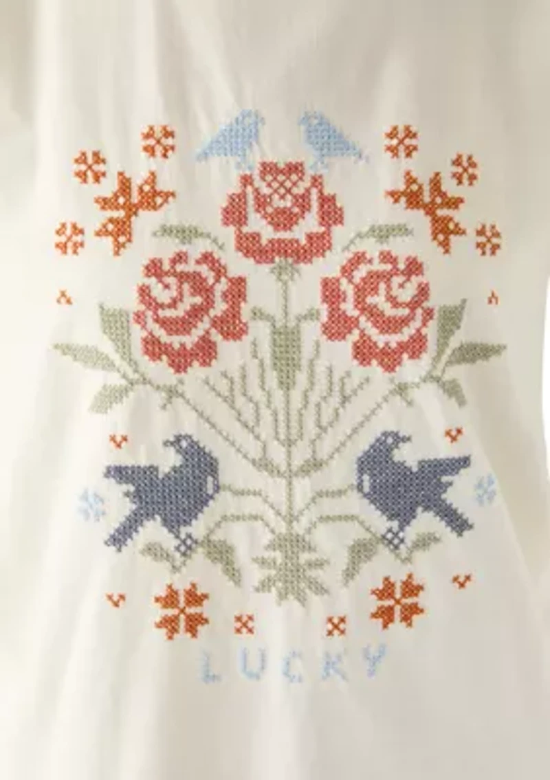 Short Sleeve Cross Stitch Graphic T-Shirt