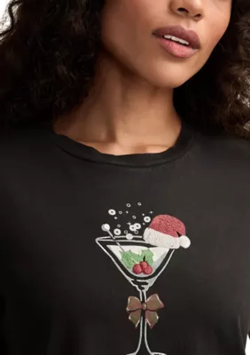 Women's Santa Hat Cocktail Graphic T-Shirt