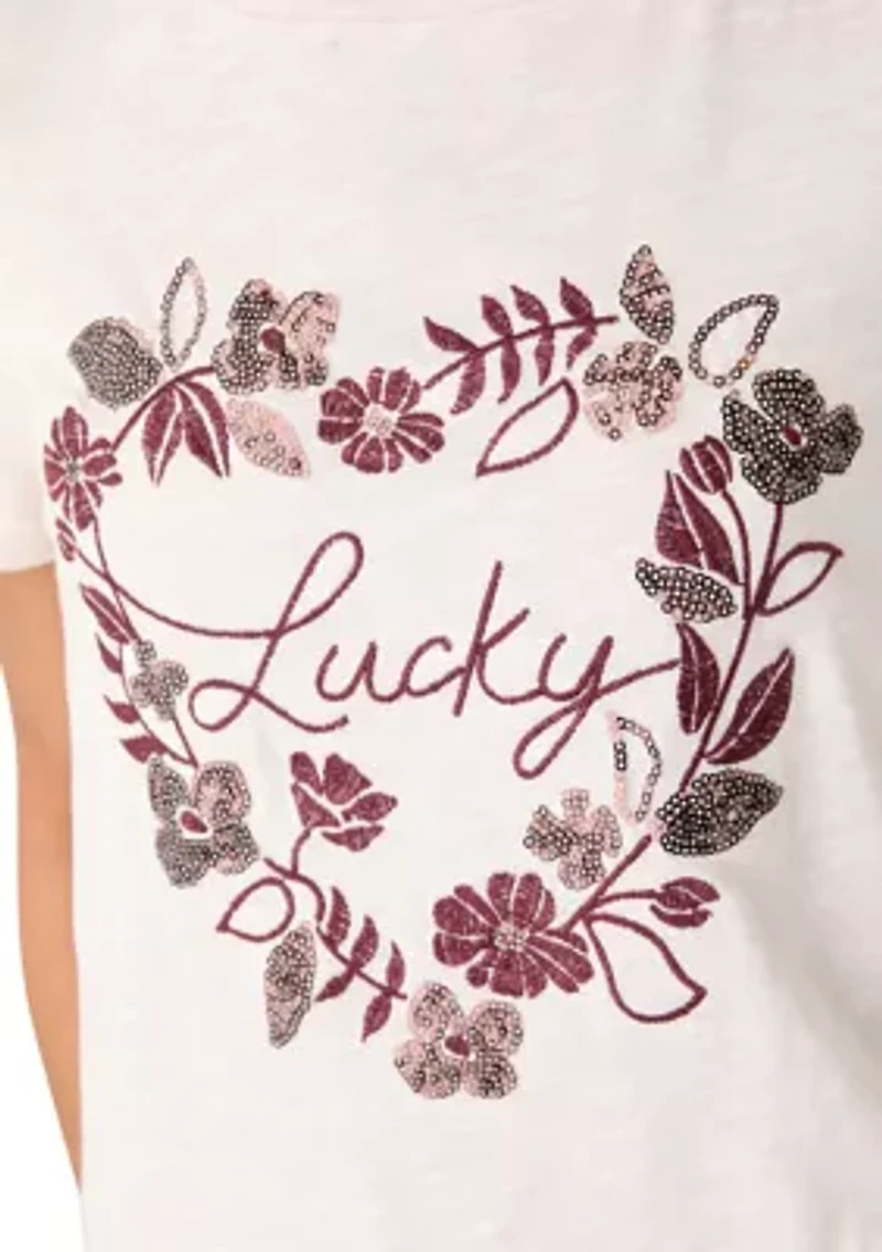 Women's Short Sleeve Graphic Lucky Heart T-Shirt