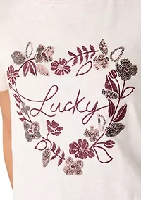 Women's Short Sleeve Graphic Lucky Heart T-Shirt